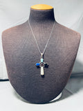 Incredible Vintage Native American Navajo Turquoise Sterling Silver Cross Necklace-Nativo Arts
