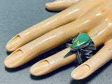 Aaron Anderson Vintage Native American Navajo Green Turquoise Sterling Silver Ring-Nativo Arts
