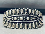 Native American Very Rare All Silver Teardrop Hand Tooled Bracelet Cuff-Nativo Arts