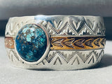 One Of The Most Unique Vintage Native American Navajo Chrysocolla Sterling Silver Bracelet-Nativo Arts