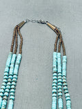Intricate Disc Heishi Navajo Turquoise Sterling Silver Necklace-Nativo Arts