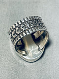 One Of The Best Native American Navajo #8 Turquoise Sterling Silver Intricate Ring-Nativo Arts