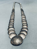 Rounded Basket Bead Vintage Native American Navajo Hand Tooled Sterling Silver Necklace-Nativo Arts