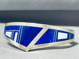 Best 6 Inch Wrist Vintage Native American Navajo Inlay Lapis Opal Sterling Silver Bracelet-Nativo Arts
