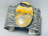 172 Grams!!!!! Native American Navajo Heavy Sturdy Yellow Jasper Sterling Silver Bracelet-Nativo Arts