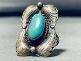 Quad Leaf Vintage Native American Navajo Turquoise Sterling Silver Towering Ring-Nativo Arts