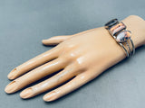Spotted Pink Stones Vintage Native American Navajo Sterling Silver Bracelet-Nativo Arts