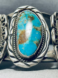 Opulent Vintage Native American Navajo #8 Turquoise Sterling Silver Bracelet-Nativo Arts