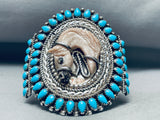 One Of The Coolest Vintage Navajo Horse Turquoise Sterling Silver Bracelet-Nativo Arts