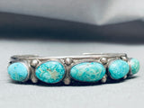 Rare Leadville Turquoise Vintage Native American Navajo Sterling Silver Bracelet-Nativo Arts