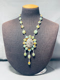 One Of The Coolest Ever Vintage Native American Navajo Green Turquoise Sterling Silver Necklace-Nativo Arts