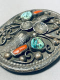 Important Early Albert Lee Vintage Native American Navajo Turquoise Sterling Silver Buckle-Nativo Arts