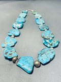 Slabs Of Turquoise!! Vintage Native American Navajo Sterling Silver Necklace Old-Nativo Arts