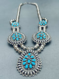 One Of The Most Fab Vintage Native American Navajo Turquoise Sterling Silver Necklace-Nativo Arts