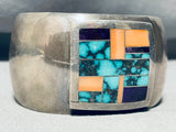 Important Ray Tracey Vintage Native American Navajo Inlay Turquoise Sterling Silver Bracelet-Nativo Arts