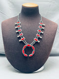 Gorgy Native American Navajo Chunky Coral Sterling Silver Squash Blossom Necklace-Nativo Arts