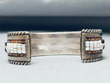 Rare Hand Beaded Vintage Native American Navajo Turquoise Sterling Silver Inlay Bracelet-Nativo Arts