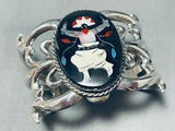 Dancing Ceremonial Vintage Native American Zuni Kachina Sterling Silver Bracelet Cuff-Nativo Arts