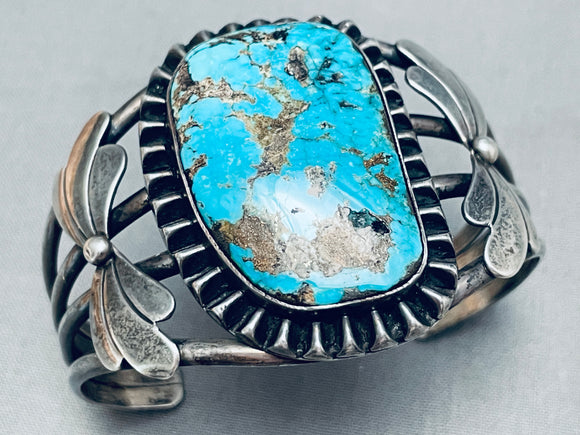 Rare Old Deposit Kingman Turquoise Vintage Native American Navajo Sterling Silver Bracelet-Nativo Arts