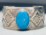 Big Lapis Vintage Native American Navajo Geomtric Sterling Silver Bracelet Cuff-Nativo Arts