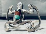 Tortoise Inlay Turquoise Vintage Native American Navajo Sterling Silver Bracelet Cuff-Nativo Arts