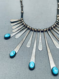 Dangling Turquoise Vintage Native American Navajo Sterling Silver Necklace-Nativo Arts