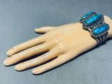 Blue Diamond Turquoise!! Vintage Native American Navajo Sterling Silver Bracelet-Nativo Arts