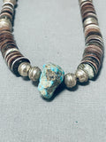 Native American Amazing Vintage Santo Domingo Blue Gem Turquoise Sterling Silver Necklace-Nativo Arts
