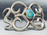 Important Vintage Native American Navajo Turquoise Sterling Silver 1950's Bracelet