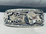 Freddy James Vintage Native American Navajo Floral Sterling Silver Bracelet Cuff-Nativo Arts