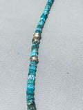 Gorgeous Vintage Native American Navajo Bisbee Turquoise Sterling Silver Feather Necklace-Nativo Arts