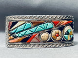 Best Vintage Native American Navajo Victor Moses Begay Turquoise Inlay Sterling Silver Bracelet
