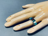 Very Important Wes Willie Vintage Native American Navajo Inlay Turquoise Sterling Silver Ring-Nativo Arts