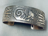 Highly Detailed Vintage Native American Navajo Sterling Silver Hand Bracelet