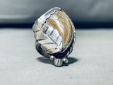 Very Unique Vintage Native American Navajo Cla Leaf Sterling Silver Ring Old-Nativo Arts