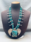 Massive Turtle Native American Navajo Turquoise Sterling Silver Squash Blossom Necklace-Nativo Arts