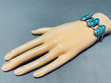 Dave Yellowhorse! Vintage Native American Navajo Blue Diamond Turquoise Sterling Silver Bracelet-Nativo Arts