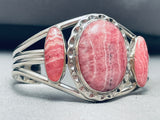 Very Rare Vintage Native American Navajo Rhodochrosite Sterling Silver Bracelet Cuff-Nativo Arts