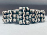 One Of The Best Button Vintage Native American Navajo Sterling Silver Bracelet Cuff-Nativo Arts