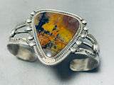 Tan Soil Agate Vintage Native American Navajo Sterling Silver Bracelet Cuff-Nativo Arts