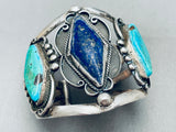 Colossal Vintage Native American Navajo Turquoise Lapis Sterling Silver Bracelet-Nativo Arts