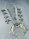 Horse Native American Navajo Turquoise Sterling Silver Squash Blossom Necklace- 190 Grams-Nativo Arts