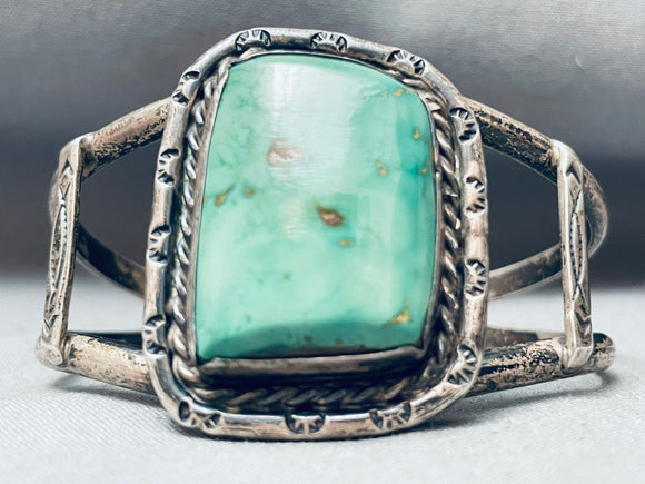 Chunky Carico Lake Turquoise Vintage Native American Navajo Sterling Silver Bracelet-Nativo Arts