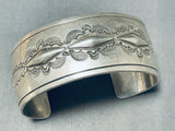 Awesome Vintage Signed Native American Navajo Sterling Silver Repousse Bracelet-Nativo Arts