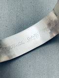 One Of The Most Unique Vintage Navajo Turquoise Inlay Sterling Silver Bracelet-Nativo Arts