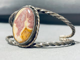 Grapefruit Agate Vintage Native American Navajo Sterling Silver Bracelet Old-Nativo Arts