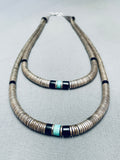 Heavy 175 Grams! Vintage Native American Navajo Sterling Silver Turquoise Disc Necklace Old-Nativo Arts