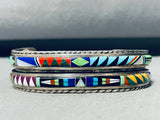 Jimmy Mason Vintage Native American Navajo Turquoise Inlay Sterling Silver Bracelet-Nativo Arts