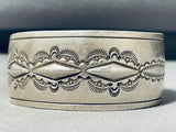 Awesome Vintage Signed Native American Navajo Sterling Silver Repousse Bracelet-Nativo Arts