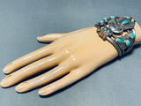One Of The Finest Ever Vintage Native American Navajo Turquoise Kachina Sterling Silver Bracelet-Nativo Arts
